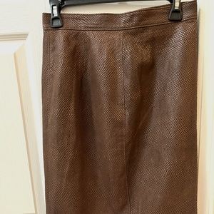Vintage Italian Leather Snake Skin Effect Pencil Skirt